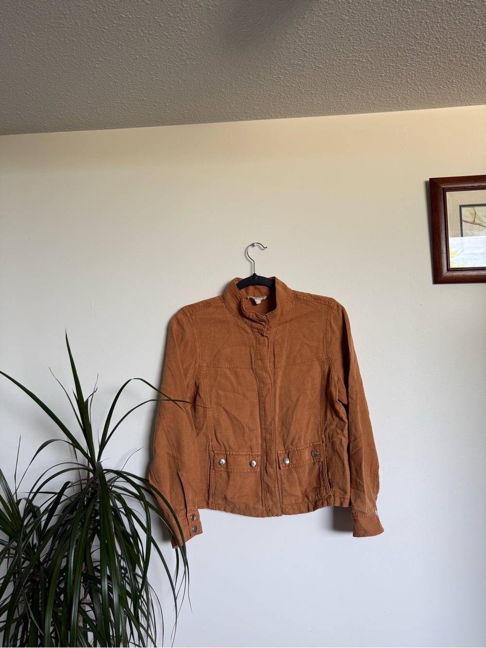 Linen Christian Siriano Rust Orange Utility Jacket